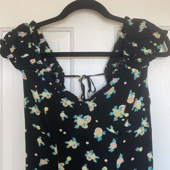 Free People flirty lemon 🍋 print black dress - Picture 7 of 8